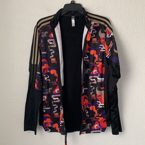 Adidas Men’s Black Red Graphic Zip Full Pockets Lightweight Jacket Size S - Picture 7 of 10